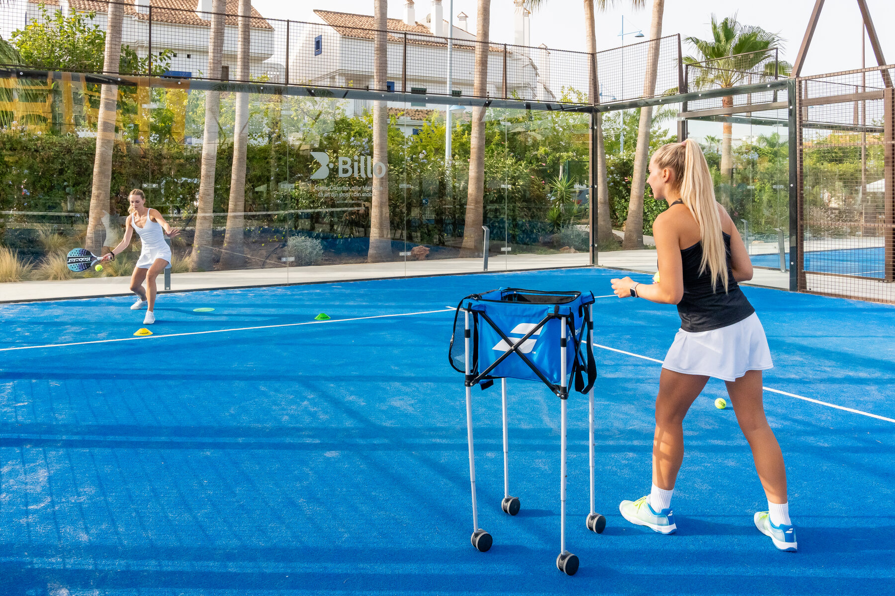 Coach leading a live padel masterclass at NAC in Marbella